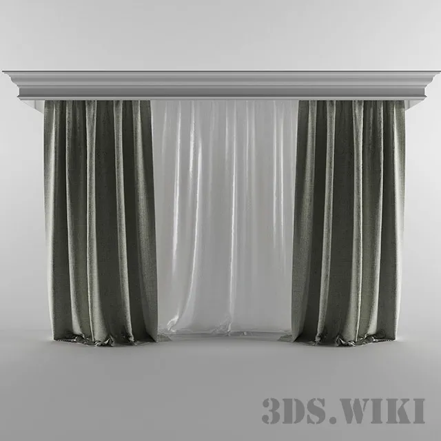 decoration – Linen curtains and cornice Orac Decor 3ds Max