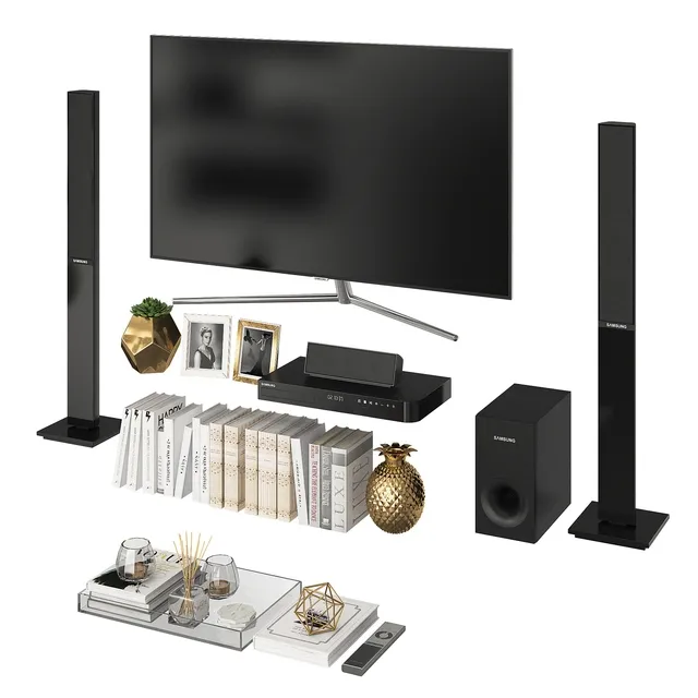 decoration – Living Room White Gold 3ds Max