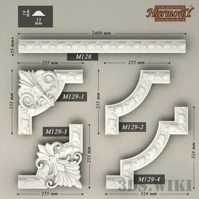 decoration – M128 with Harmony ornament 3ds Max