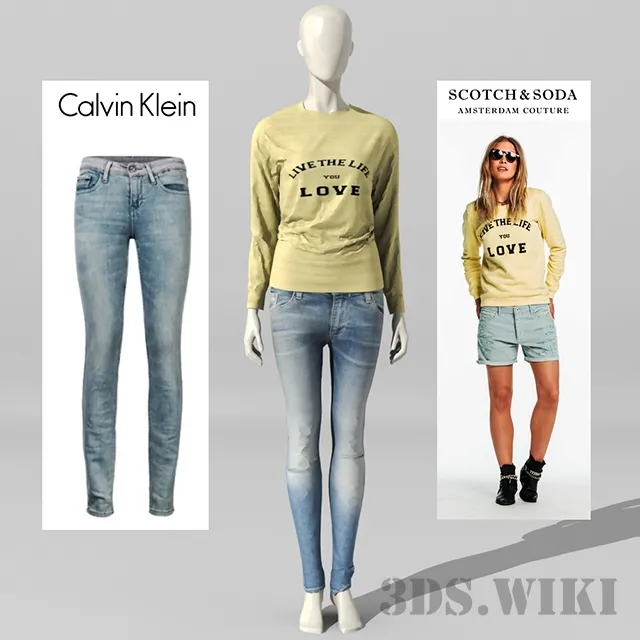 decoration – Mannequin with Calvin Klein jeans and Scotch & Soda sweater 3ds Max