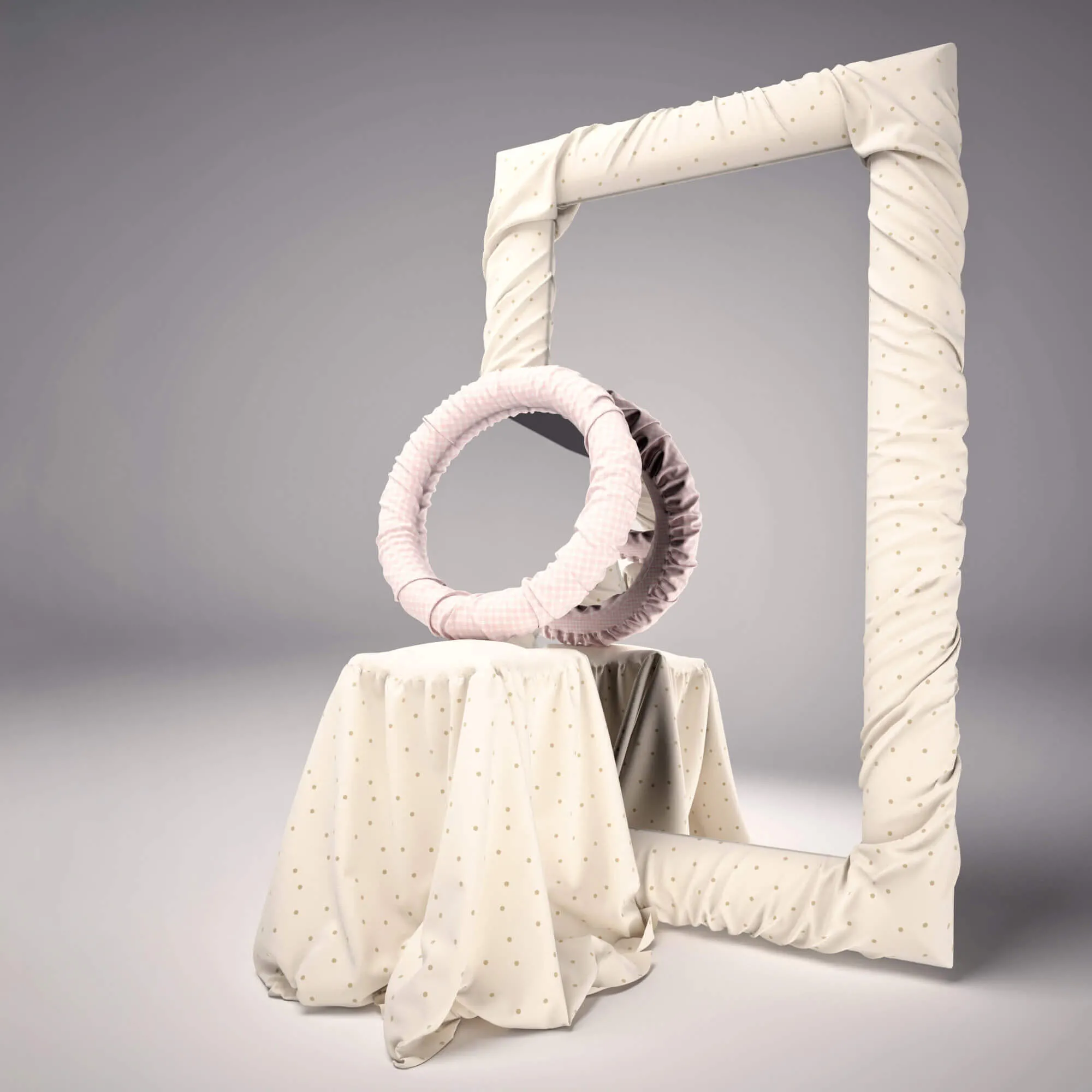 decoration – Mirrors and pouf DOLFI 7 3ds Max