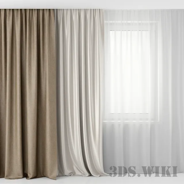 decoration – Modern beautiful curtains with tulle 3ds Max