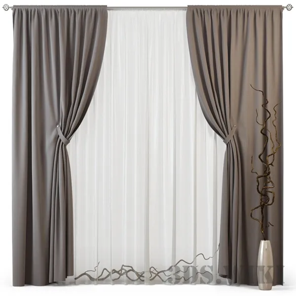decoration – Modern designer curtains and tulle 3ds Max