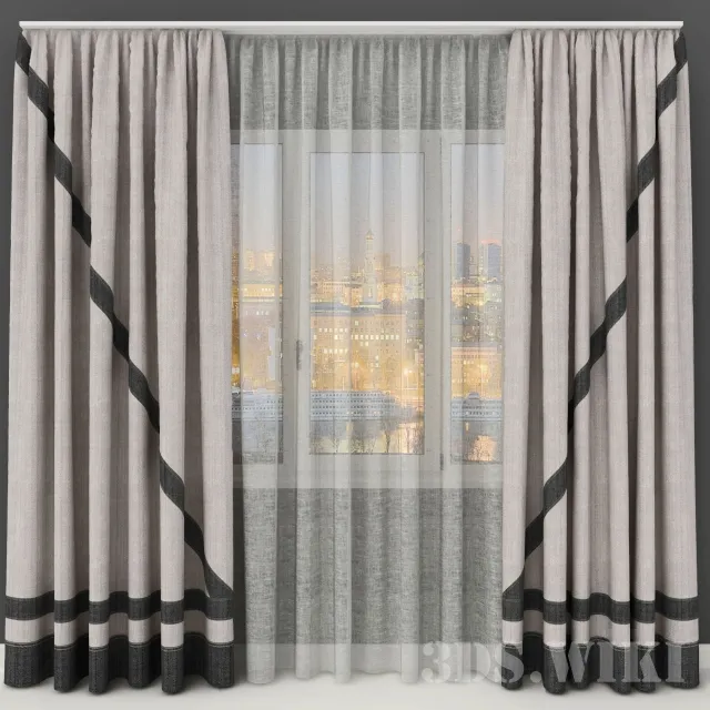 decoration – Modern set of curtains for large windows 3ds Max