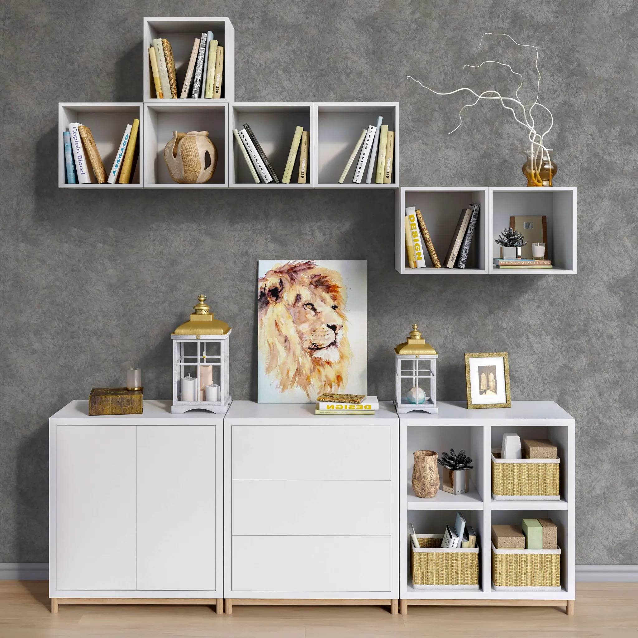 decoration – Modular furniture IKEA accessories and decor set 9 3ds Max