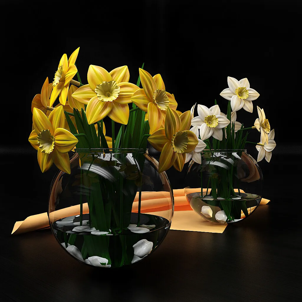 decoration – Narcissus in a vase 002 3ds Max
