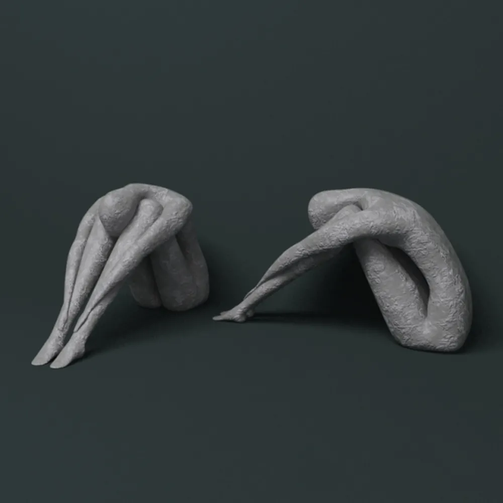 decoration – Old figurines of seated people 3ds Max