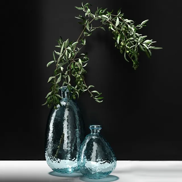 decoration – Olive branch in vase 3ds Max