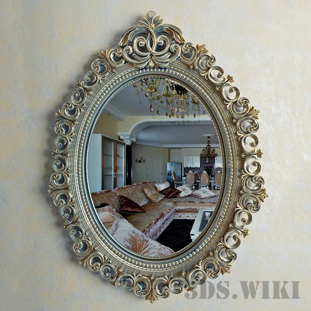 decoration – Oval mirror in a beautiful frame 3ds Max