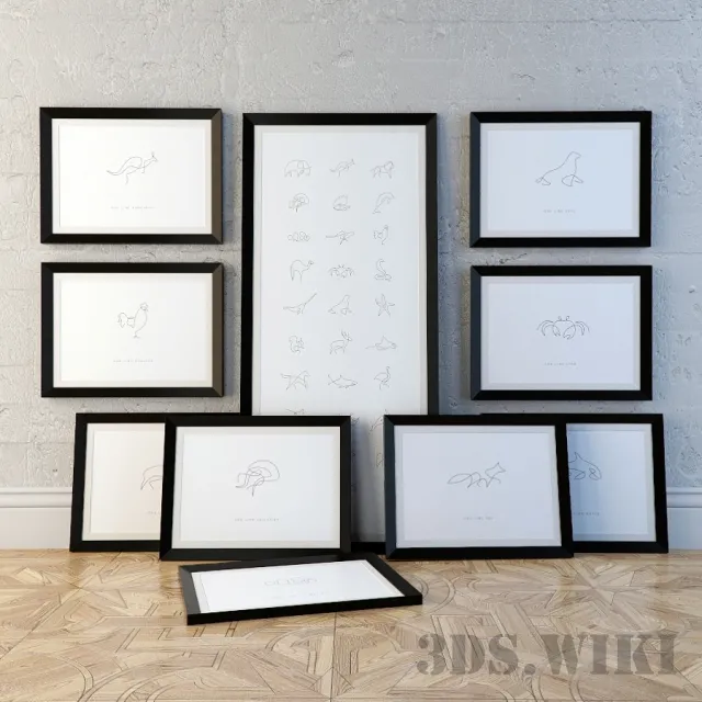 decoration – Paintings ONE LINE ANIMALS 3ds Max