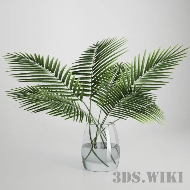 decoration – Palm branches in a glass vase 3ds Max