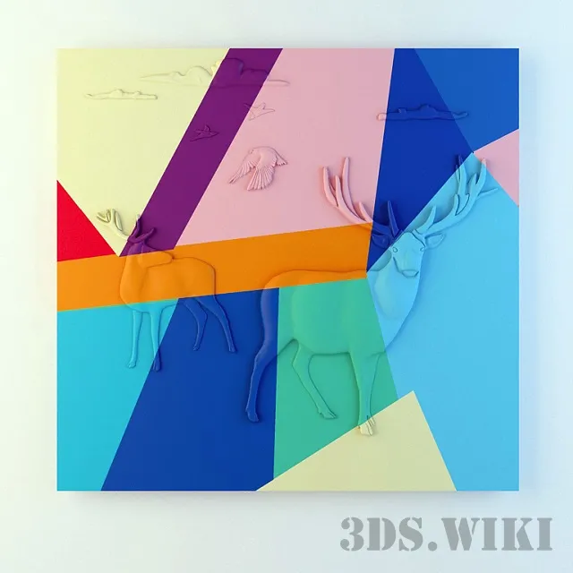 decoration – Panel “Elk” 3ds Max