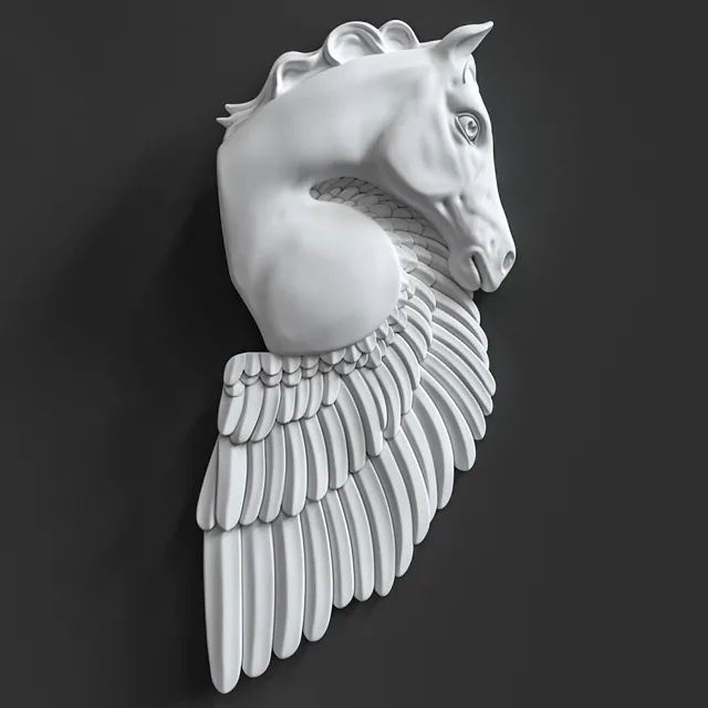 decoration – Pegasus Horse wall sculpture 3ds Max