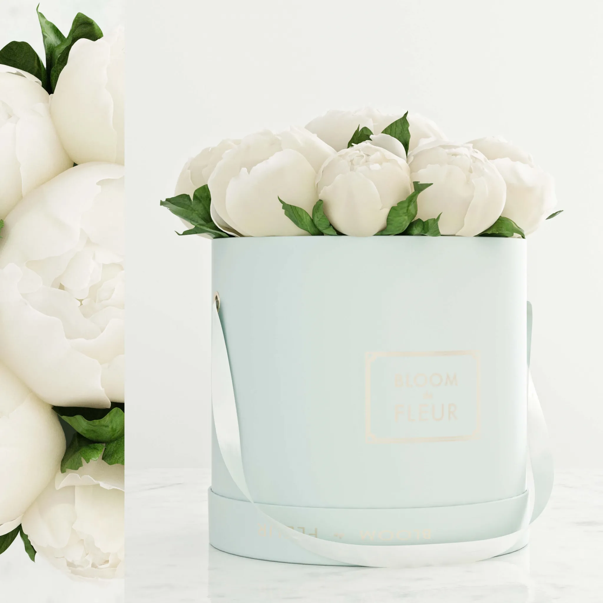 decoration – Peonies in a white box 3ds Max