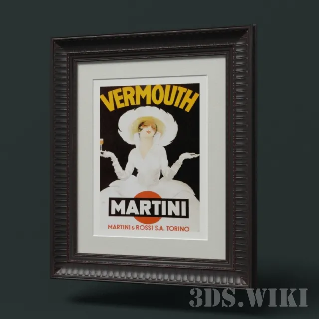 decoration – Picture in a beautiful frame Vermouth Martini 3ds Max