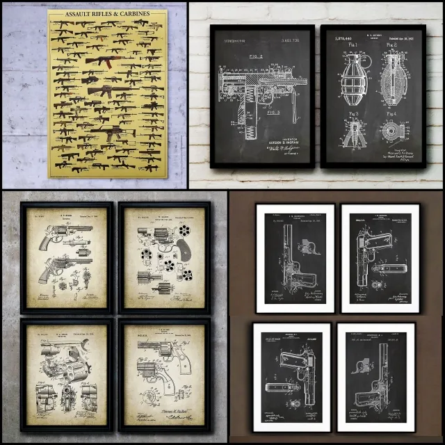 decoration – Picture in the frame. Collection of 107 Weapons 3ds Max