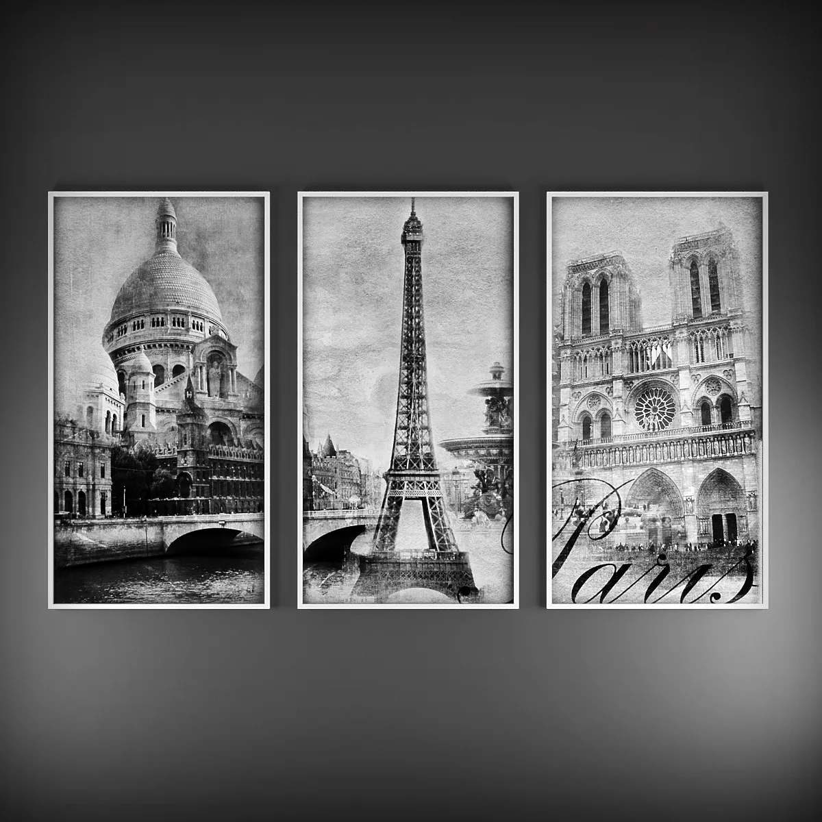 decoration – Picture Triptych Paris 02 3ds Max