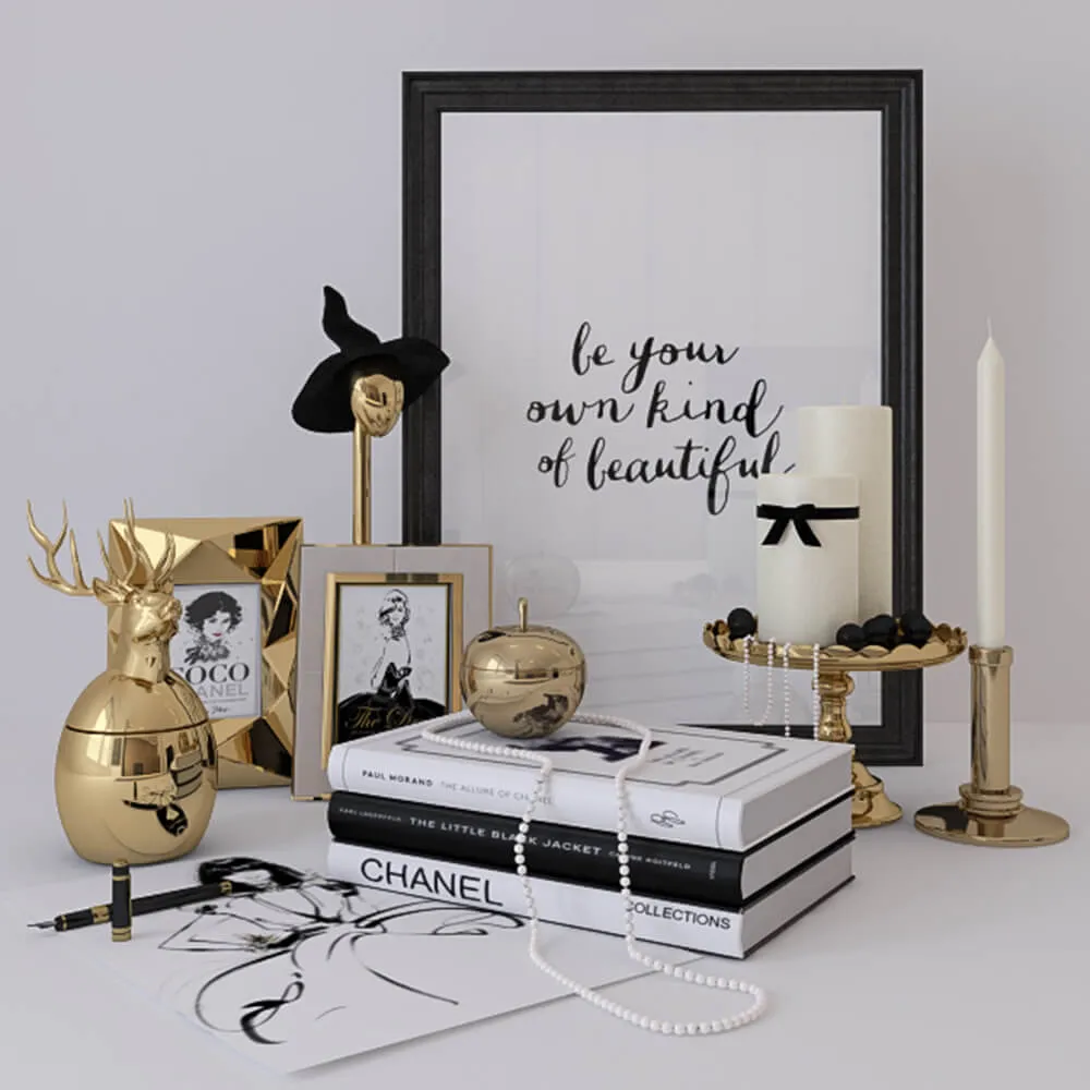 decoration – Pictures books candles 3ds Max
