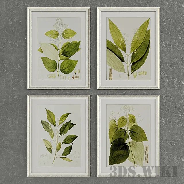 decoration – Pictures of leaves in beautiful frames 3ds Max