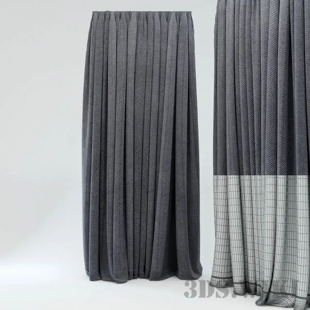 decoration – Plain heavy fabric curtains 3ds Max
