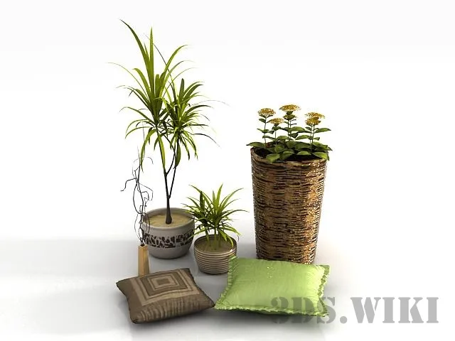 decoration – Plant flowers and pillows 3ds Max