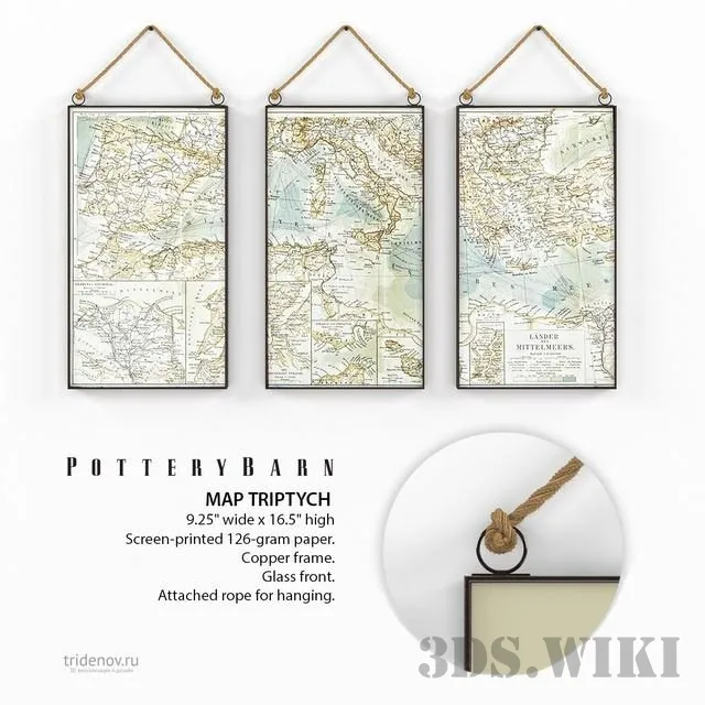 decoration – Pottery Barn MAP TRIPTYCH 3ds Max
