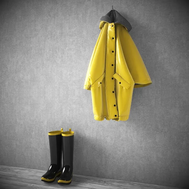 decoration – Raincoat and boots 3ds Max