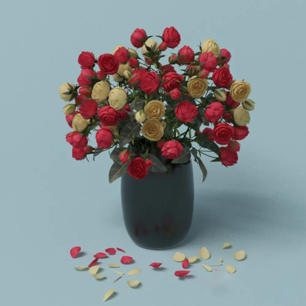 decoration – Red and yellow roses 3ds Max