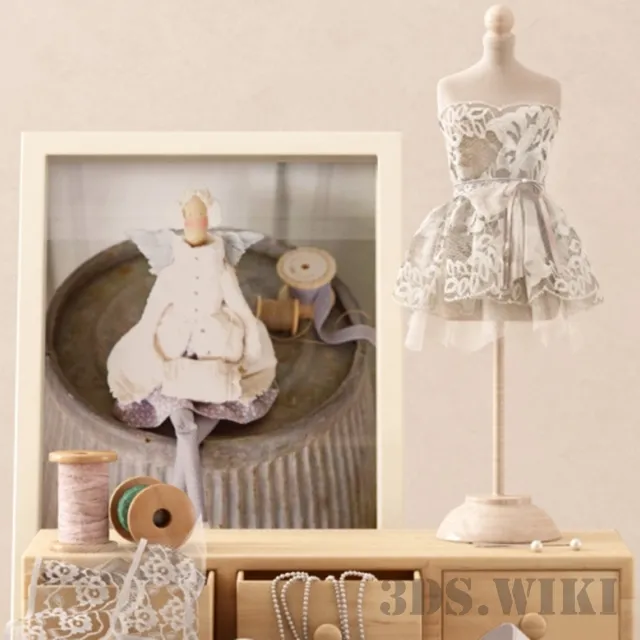 decoration – Ribbons Lace and Dress 3ds Max