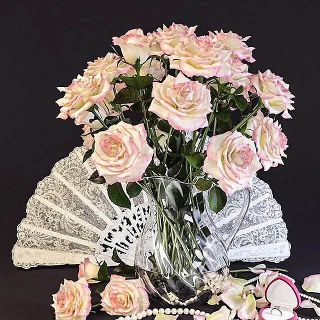 decoration – Roses in a glass jar 1 3ds Max