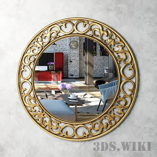 decoration – Round beautiful wall mirror 3ds Max