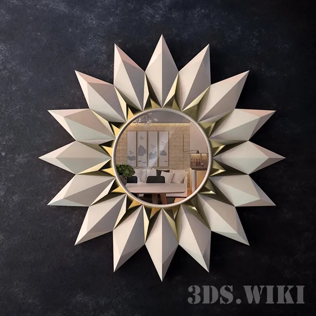 decoration – Round flower-shaped mirror 3ds Max