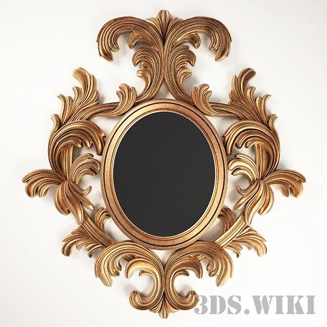 decoration – Round mirror in a beautiful frame 3ds Max