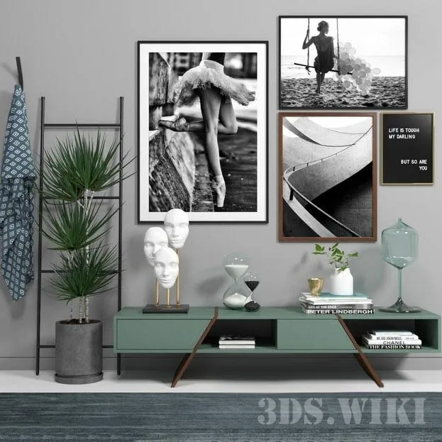 decoration – Scandinavian set with nightstand Ray 3ds Max
