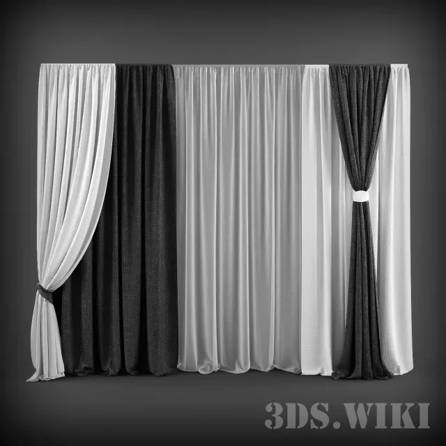decoration – Set of beautiful curtains and tulle 3ds Max