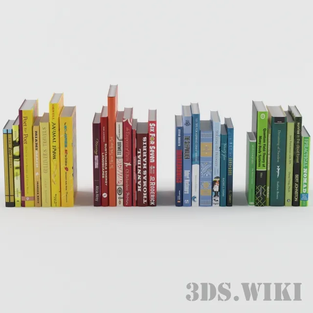 decoration – Set of books in different color proportions 3ds Max