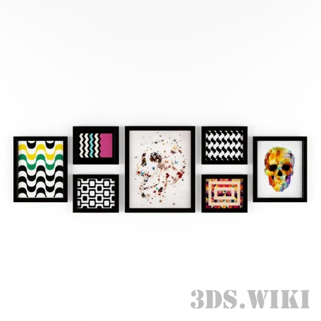 decoration – Set of different frames for wall paintings 3ds Max