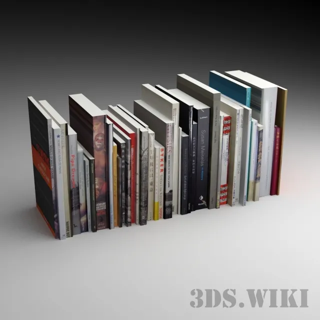 decoration – Set of foreign books 3ds Max