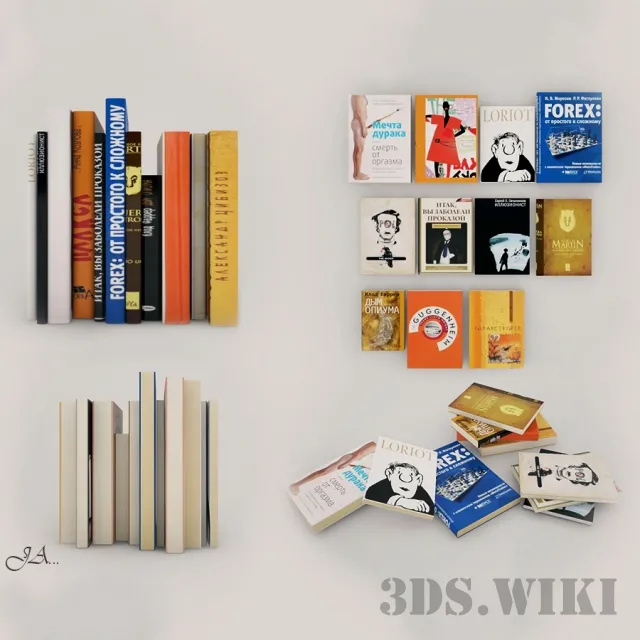 decoration – Set of modern books 3ds Max