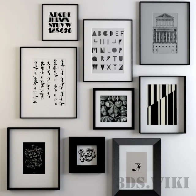 decoration – Set of modern paintings 3ds Max