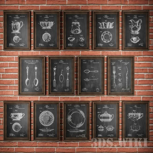 decoration – Set of pictures of various kitchen items 3ds Max