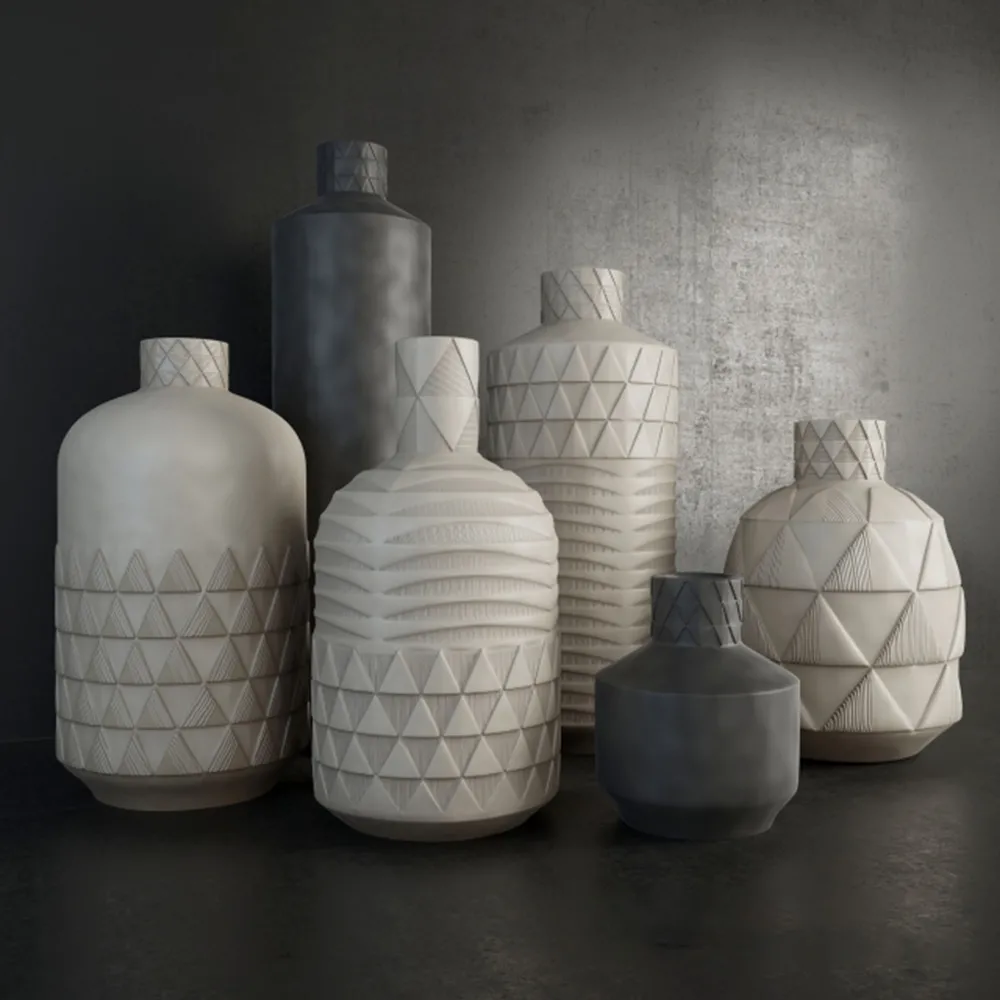 decoration – Set of pressed vases 3ds Max
