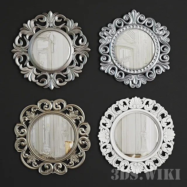 decoration – Set of small classic mirrors 3ds Max