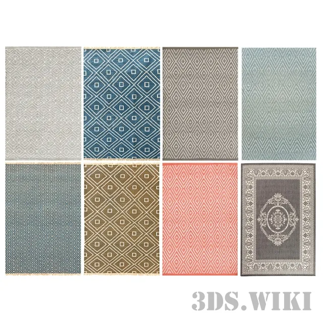 decoration – Set of vintage carpets 3ds Max