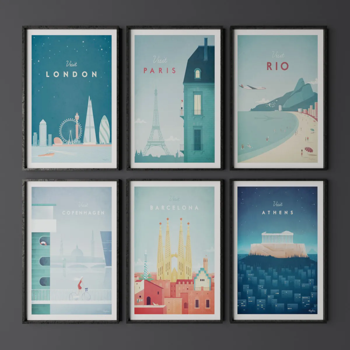 decoration – Set of vintage travel poster 07 3ds Max