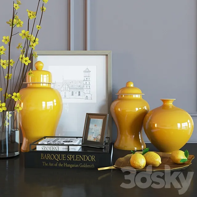Decoration set yellow vases 3DSMax File