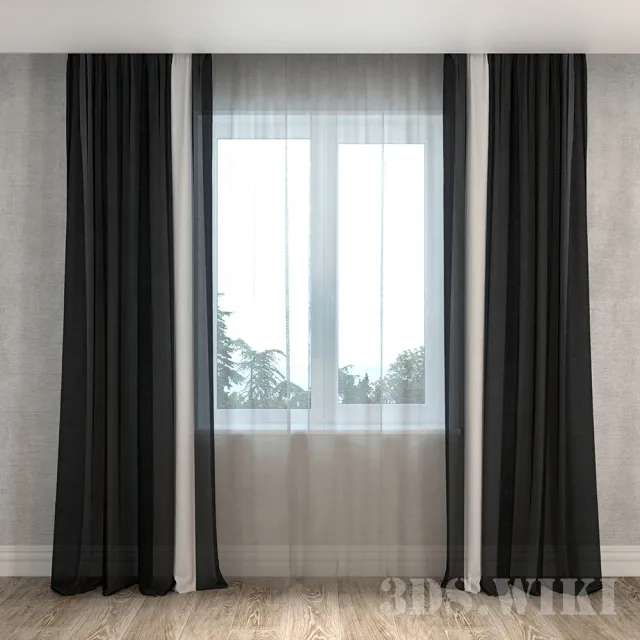decoration – Sheer black and white curtains 3ds Max