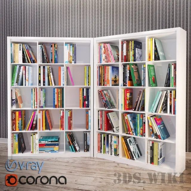 decoration – Shelf with real books 3ds Max