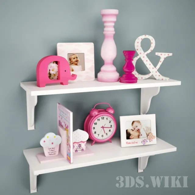 decoration – Shelves with different items 3ds Max