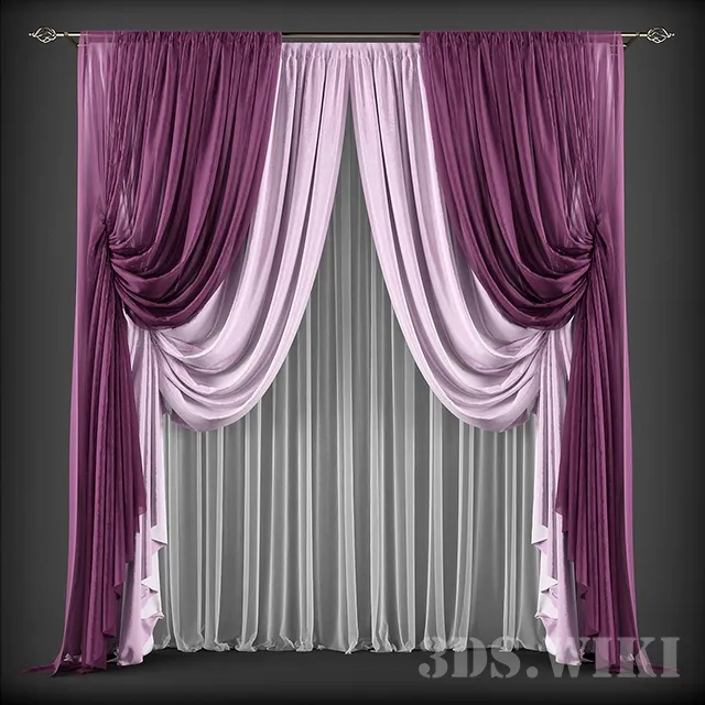 decoration – Silk curtains in classic style 3ds Max